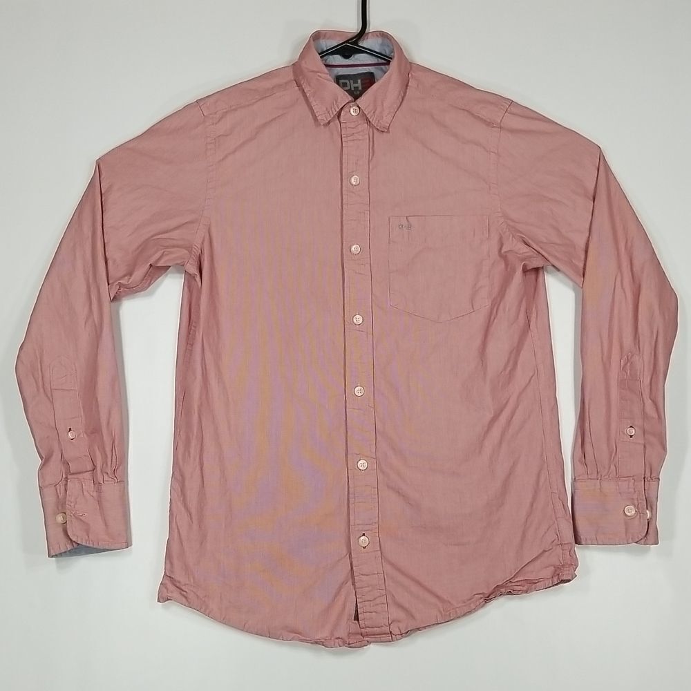 DH3 Shirt Men's Small Button Down Long Sleeve 100% Cotton Off Red Office Preppy